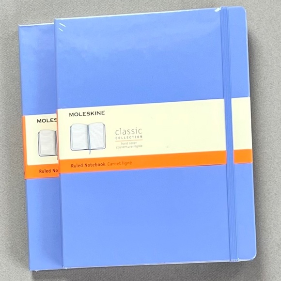 2 Moleskine Classic Collection Hardcover Notebooks, NWT Hydrangea Blue, 7.5"x9.7 - Picture 1 of 2